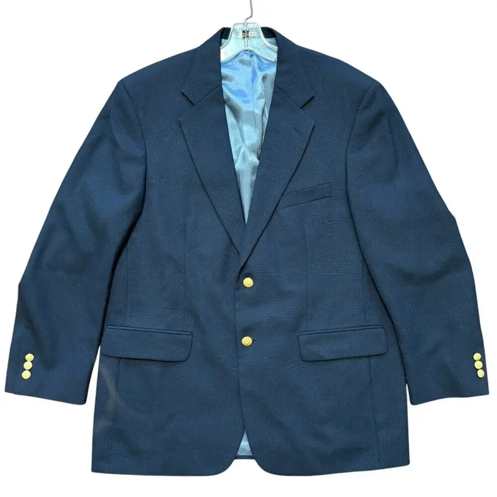 VTG STAFFORD Gold Button Wool Blend Blazer Jacket in Navy Blue  MEN'S 42R